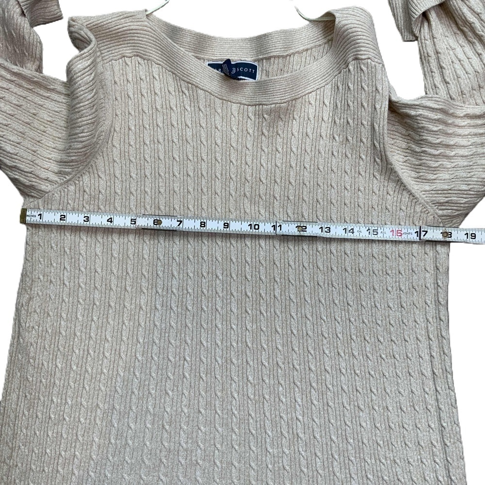 Karen Scott Beige Long Sleeve Cable Knit Sweater Sz XL Beige Aesthetic Normcore - Picture 3 of 13